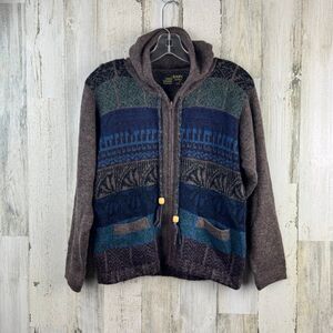 Yana Edgar handmade baby alpaca zip up hooded sweater size kids small